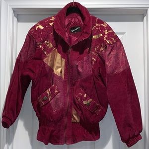 Vintage Unicept leather/suede size S deep pink jacket